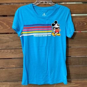 Disney Mickey Mouse Blue Rainbow Stripe Tee - M